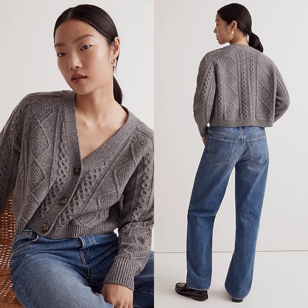 NWT Madewell Cable-Knit Cropped Cardigan
